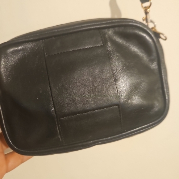 Vintage MICHEL JORDI 5"x7" Cross Body / Belt Purse Green Suede Black Leather - Picture 5 of 12